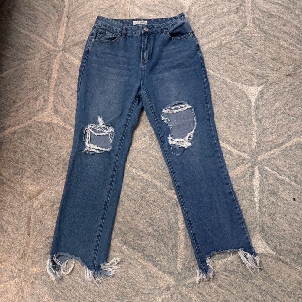 Great Smokey Los Angeles Distressed Mid Rise  Jeans with raw hemline sz7(bundle)